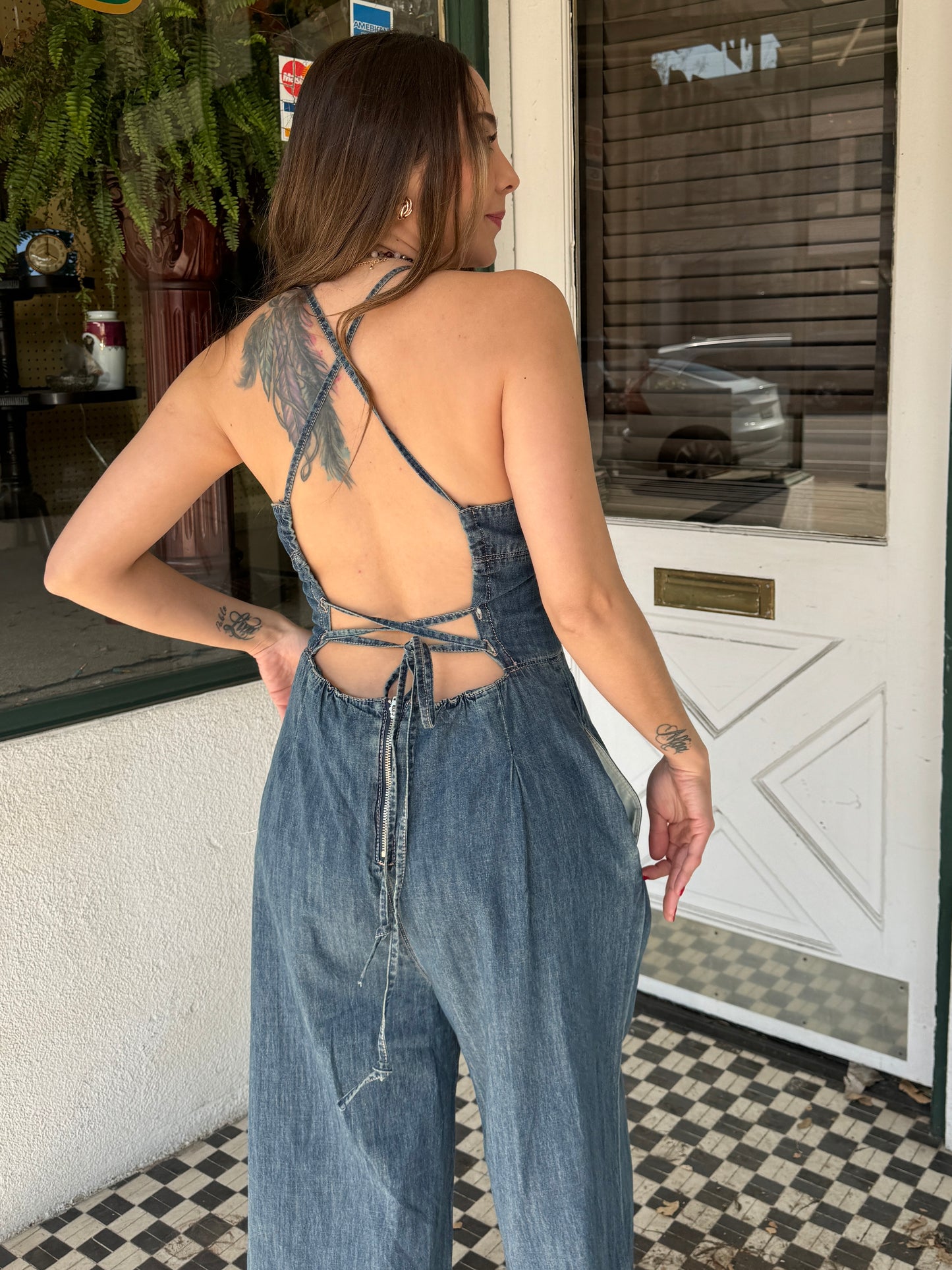 Lori Lace Up Back Jumpsuit