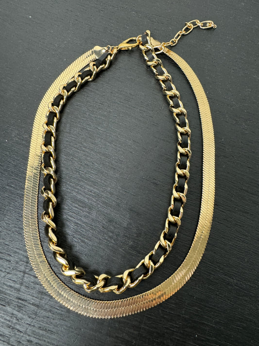 Gold & black necklace