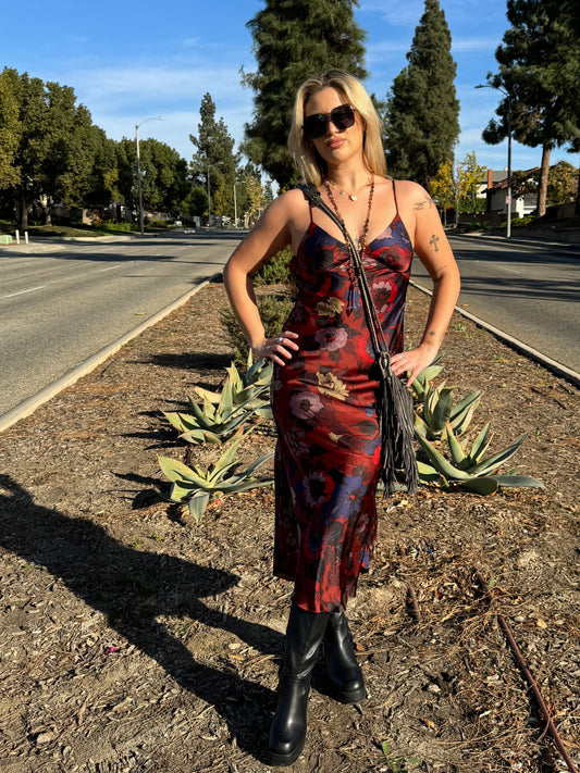 Red Rose Autumn Maxi Dress