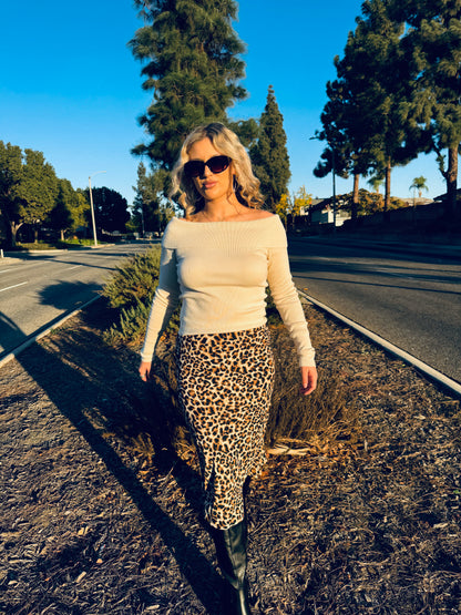 Shirley Leopard Midi Skirt