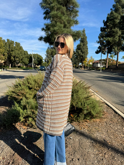 ANELINE striped open cardigan