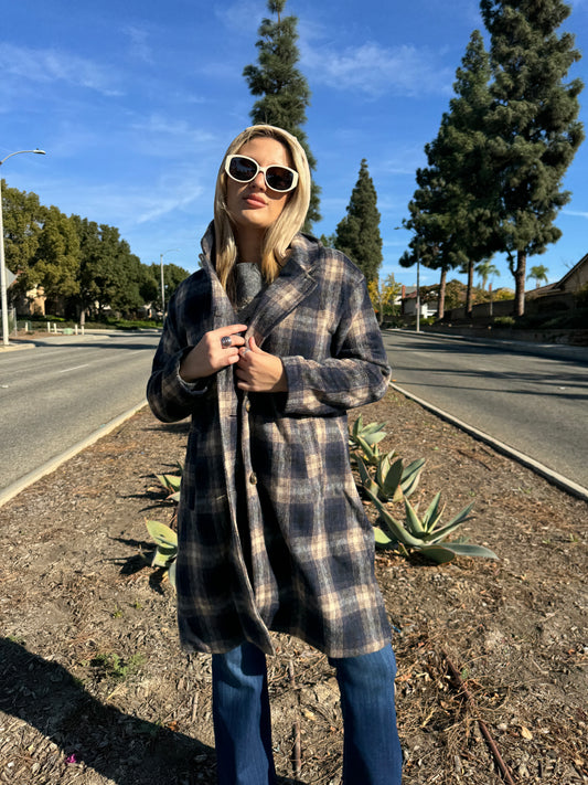 Plaid Hoodie Coat