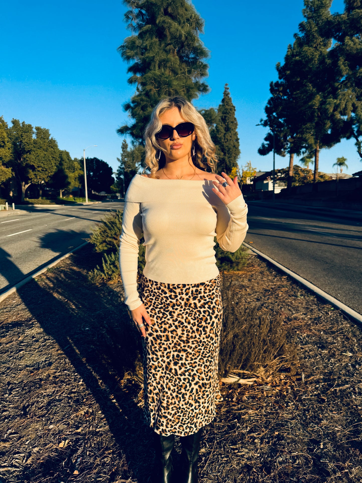 Shirley Leopard Midi Skirt